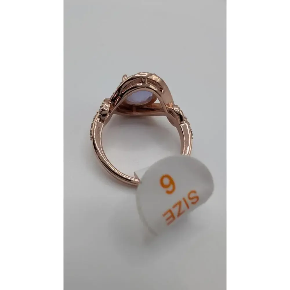 Rose Gold Plated Ring with Purple Stone Size 6